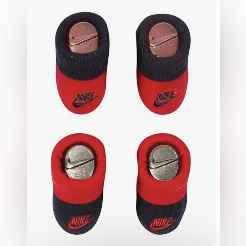 Nike Booties Crib Shoes Socks Baby Boy Newborn 0/6 Mo Red Navy